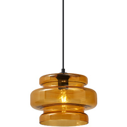 QAZQA Retro Lampa Wisząca Czarna z Pomarańczowym Szkłem