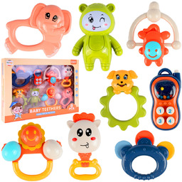 Zestaw Grzechotek Sensoryczne Gryzaki 8 Szt Grzechotki Zwierzątka