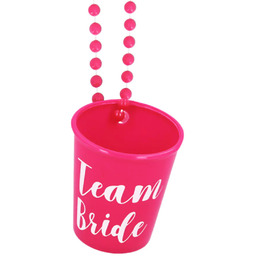 Kieliszek na łańcuszku - Team bride - różowy