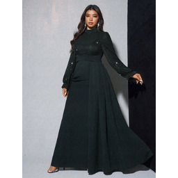 SHEIN CZARNA ELEGANCKA SUKIENKA WIECZOROWA Z CEKINOWYMI RĘKAWAMI