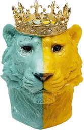 Kare Designerska figurka dekoracyjna Crowned Tiger, niebiesko-żółty, obiekt