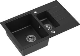 PETER 156 GraniteQ zlewozmywak granitowy VERY BLACK 1-komorowy