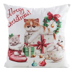 Eurofirany Poszewka świąteczna 45x45 Chp 197 biała czerwona