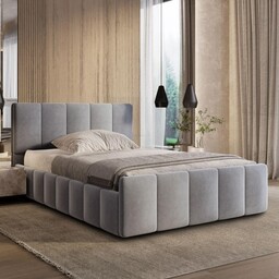 Łóżko tapicerowane z pojemnikiem SFG0166 90x200 Welur Jasny