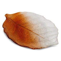 Eurofirany Patera dekoracyjna 35x24x3 Sava pomarańczowa liść szklana