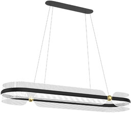 Lampa wisząca LED czarna ażurowa 95cm PND-63728-56W-3K-BK-GD