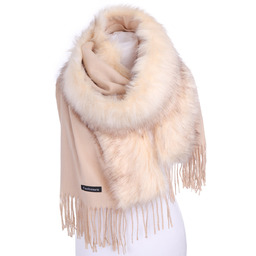 Elegancki Szal Fur Bolero W Kolorze Beżowym
