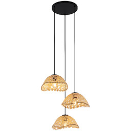 Boho lampa wisząca czarna z bambusem 3-punktowa -