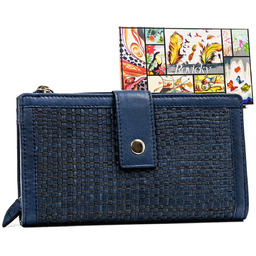 Skórzany Portfel Damski W Kratkę Rfid Protect Rovicky,