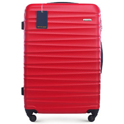 Duża walizka z ABS-u i identyfikator z logo