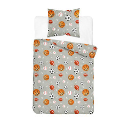 Detexpol Pościel bawełniana młodzieżowa 140x200 szara w piłki