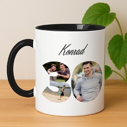 Kubek ceramiczny biały z czarnym środkiem niego