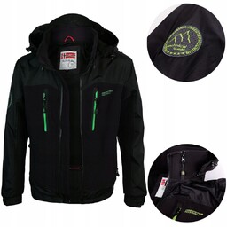 Kurtka jesienna chłopięca 158 sportowa Czarno Zielona Softshell