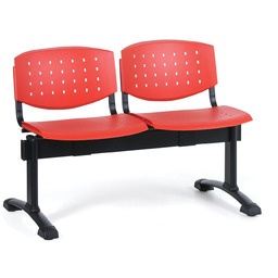 Ławka do poczekalni plastikowa TONY, 2 siedziska, czerwony