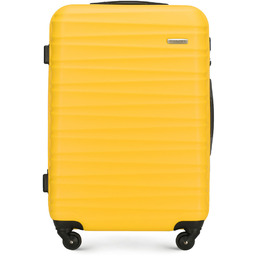 Średnia walizka z ABS-u z żebrowaniem żółta