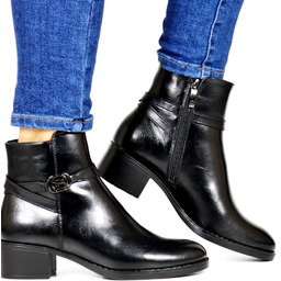 Damskie Botki na Niskim Obcasie Potocki 12738 Czarne