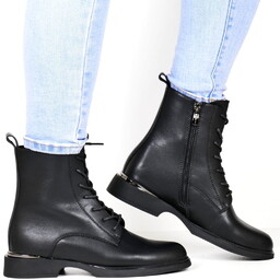 Damskie Trzewiki Botki Skórzane Filippo 6520 Czarne