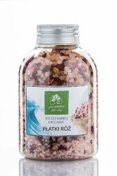 Kłodawska sól do kąpieli z płatkami róż butelka