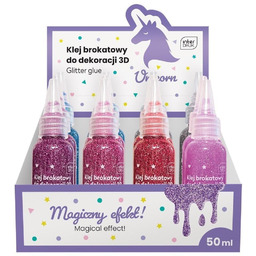 Klej do dekoracji brokatowy 50ml Unicorn (12szt)