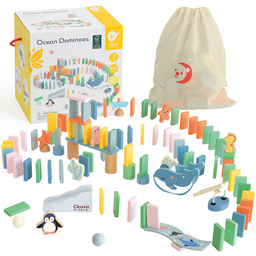 CLASSIC WORLD Drewniane Domino Tor Logiczny Przeszkód Układanka