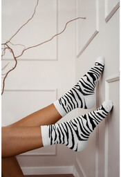 Skarpetki Damskie Bawełniane Zebra