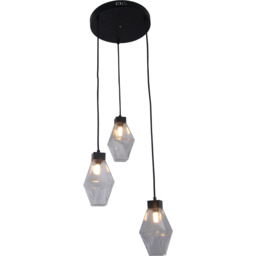Wiszący żyrandol sufitowy CRYSTAL TRIO, czarny metal