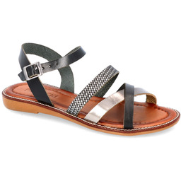 Skórzane sandały damskie - POTOCKI 23-64007BK CZARNE