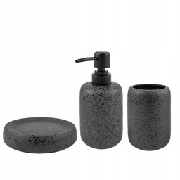 Komplet zestaw łazienkowy z kamionki ceramiki Czarny Grafit