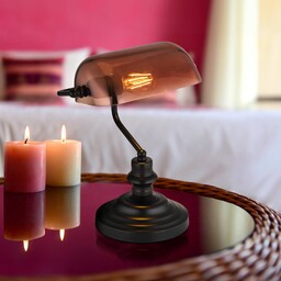 Globo Lampa stołowa Antique, czarny, sypialnia, szkło, industrialny