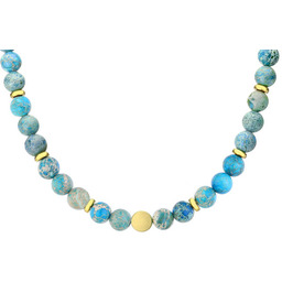 Niebiski jaspis męski naszyjnik z pozłacaną stalą szlachetną