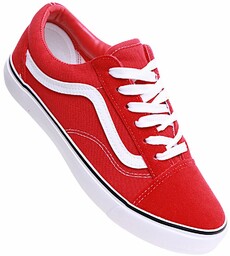 Wiązane czerwone trampki damskie