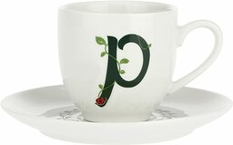 Porcellana Solotua kubek do kawy z spodkiem litera