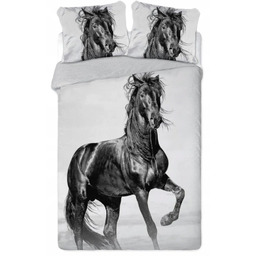 Ekskluzywna Pościel z Perkalu 160x200 Czarny Koń 160x200