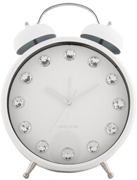Karlsson 6019WH designerski zegar stołowy/budzikbiały, śr. 30 cm