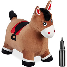 Relaxdays Koń do skakania, z pokrowcem, w zestawie