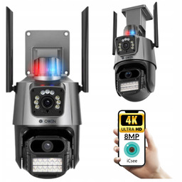 Nowoczesna Kamera Zewnętrzna Alarm 8MP Wifi 3w1 Podwójna