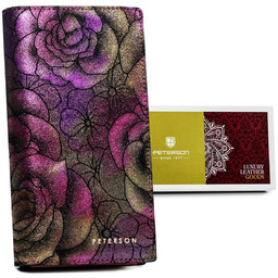 Damski skórzany portfel Peterson na magnes pojemna portmonetka