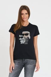 KARL LAGERFELD Czarny damski t-shirt Ikonik 2.0, Rozmiar