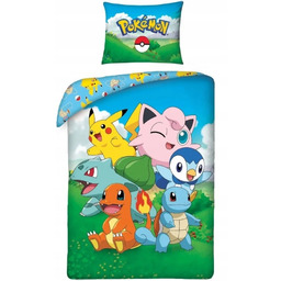 Pościel Dziecięca 140x200cm Pokemon Pikachu Pokemony Pikaczu