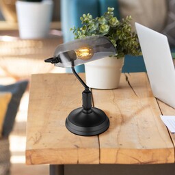 Globo Lampa stołowa Antique, czarny, sypialnia, metal, industrialny