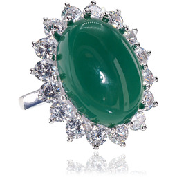 Agat Zielony Kryształy Przepiękny Pierścionek Royal Srebro Certyfikat