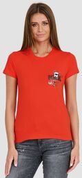 KARL LAGERFELD Czerwony damski t-shirt ikonik lny