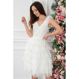 Sukienka midi z tiulowych falban biała Vienna