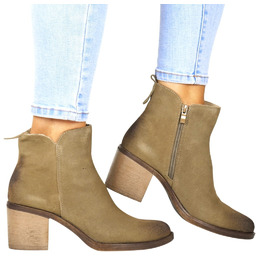 Damskie Botki Skórzane Sergio Leone 25321s Taupe Beżowe