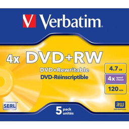 VERBATIM Płyta Matt Silver DVD+RW, 4.7 GB, 4x