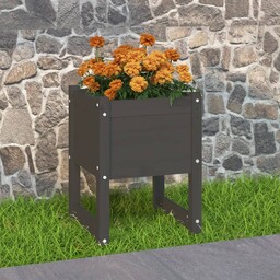 vidaXL Donica, szara, 40x40x52,5 cm, lite drewno sosnowe