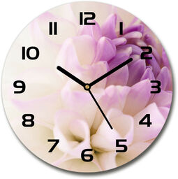 Zegar szklany okrągły Biała dalia