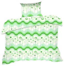 Pościel bawełniana 140x200 Classic zielona geometria