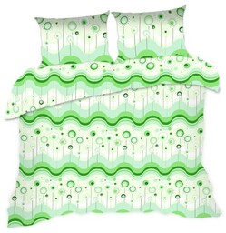 Pościel bawełniana 160x200 Classic zielona geometria