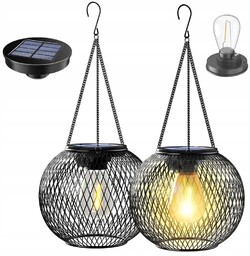 2x Lampa Solarny Wisząca Lampa Kula Dekoracje